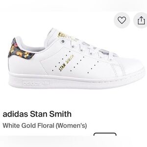 Adidas Stan Smith White and Gold Floral sneakers